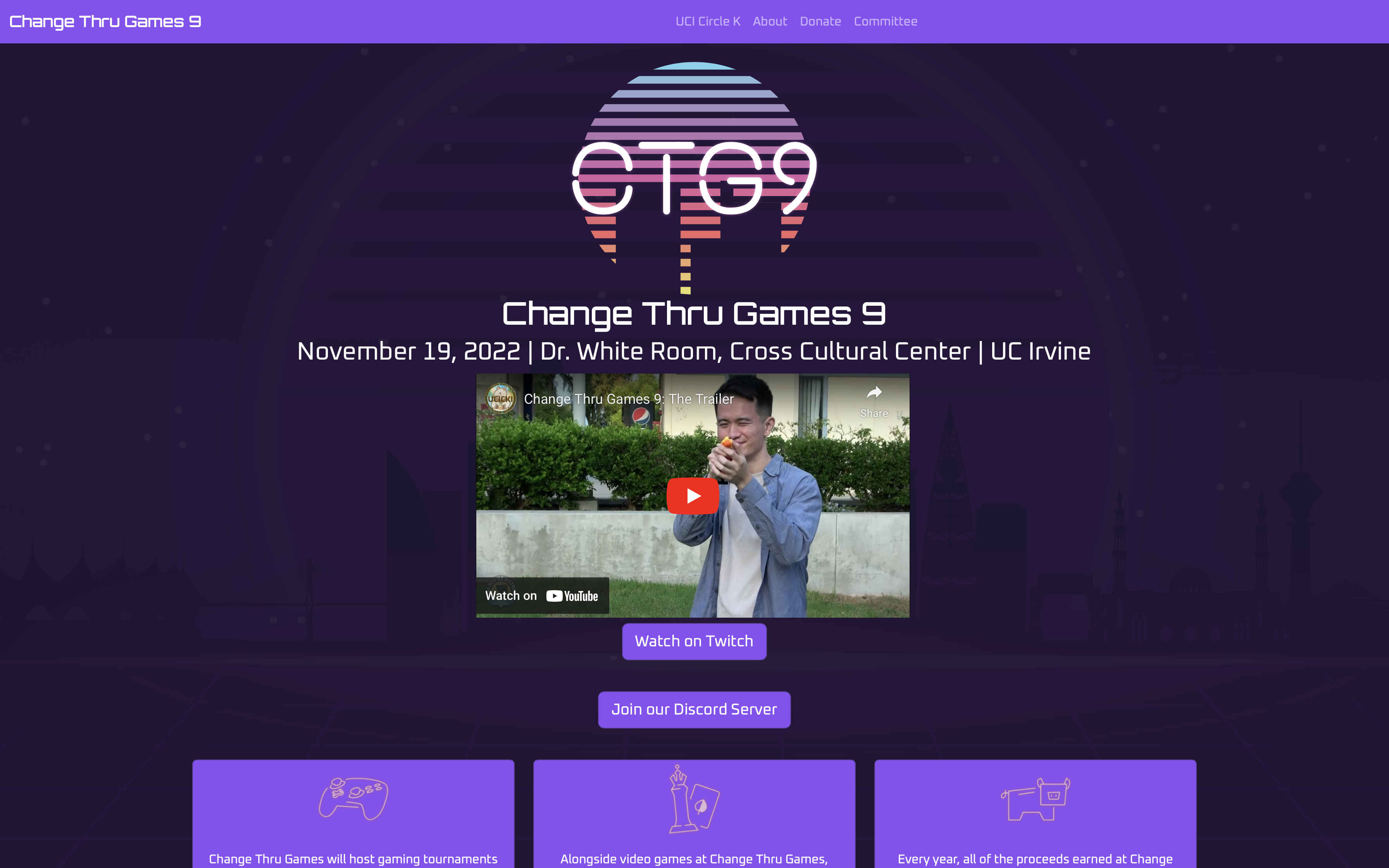 Screenshot of CTG9 webpage
